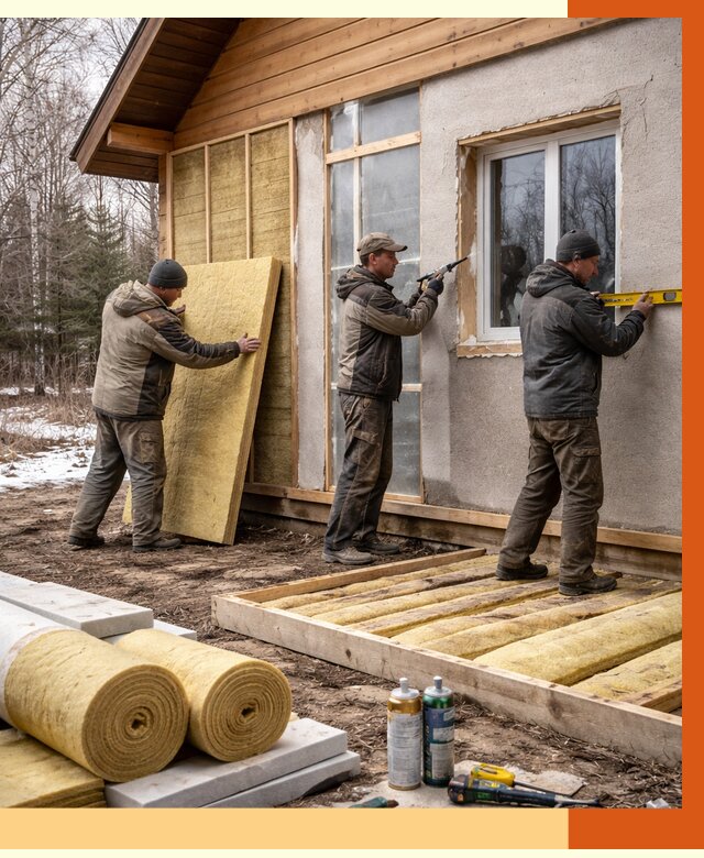 Утепление дачного дома в Красном Сулине от 4848 руб/м2 — недорого | ТепломастерКрл