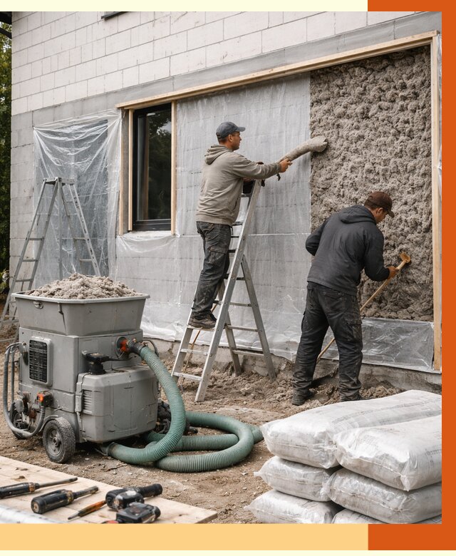 Утепление дома из газобетона эковатой в Красном Сулине от 4593 руб./м2 | ТепломастерКрл