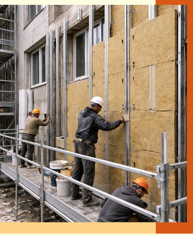 Утепление вентилируемого фасада в Красном Сулине от 5715 руб/м2 — монтаж и утепление вентфасад | ТепломастерКрл